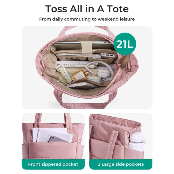 Tote Bag, Puffy Tote Bag With Removable Crossbody Strap, V B) - Picture 4 of 6